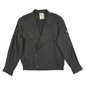 Touch Mens Vintage Green Gold Speckled Bomber Jacket Museo Picasso Patch Medium